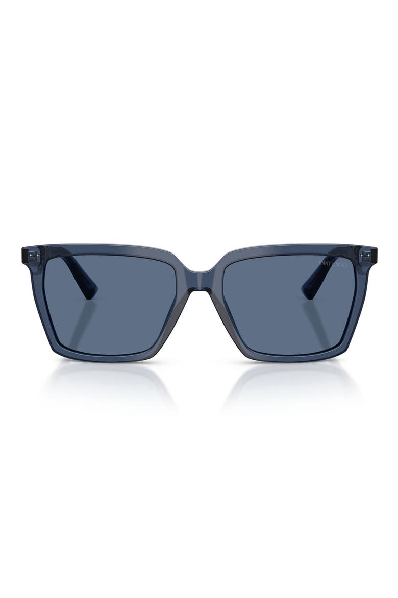 55mm Square Sunglasses, Main, color, TRANSPARENT NAVY / BLUE