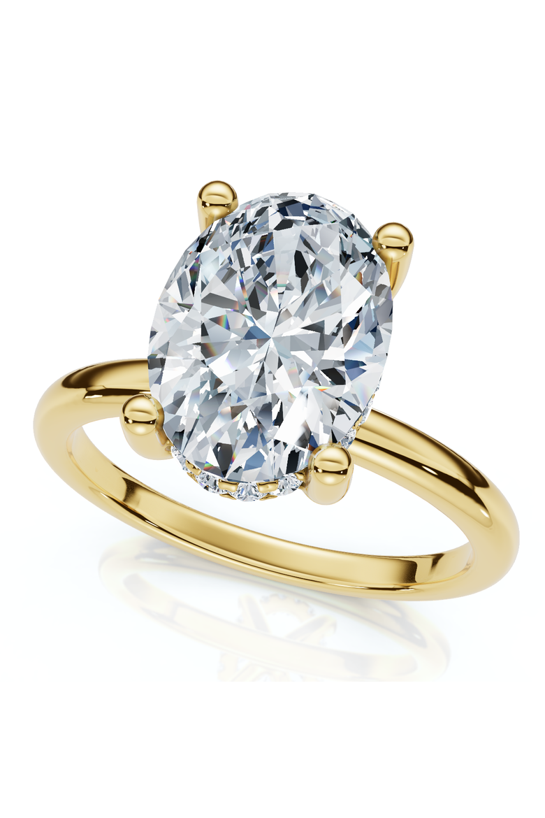 2 1/10Ct Oval Diamond Side Halo Engagement Ring 14k Gold or Platinum Lab Grown, Main, color, 14k Yellow Gold