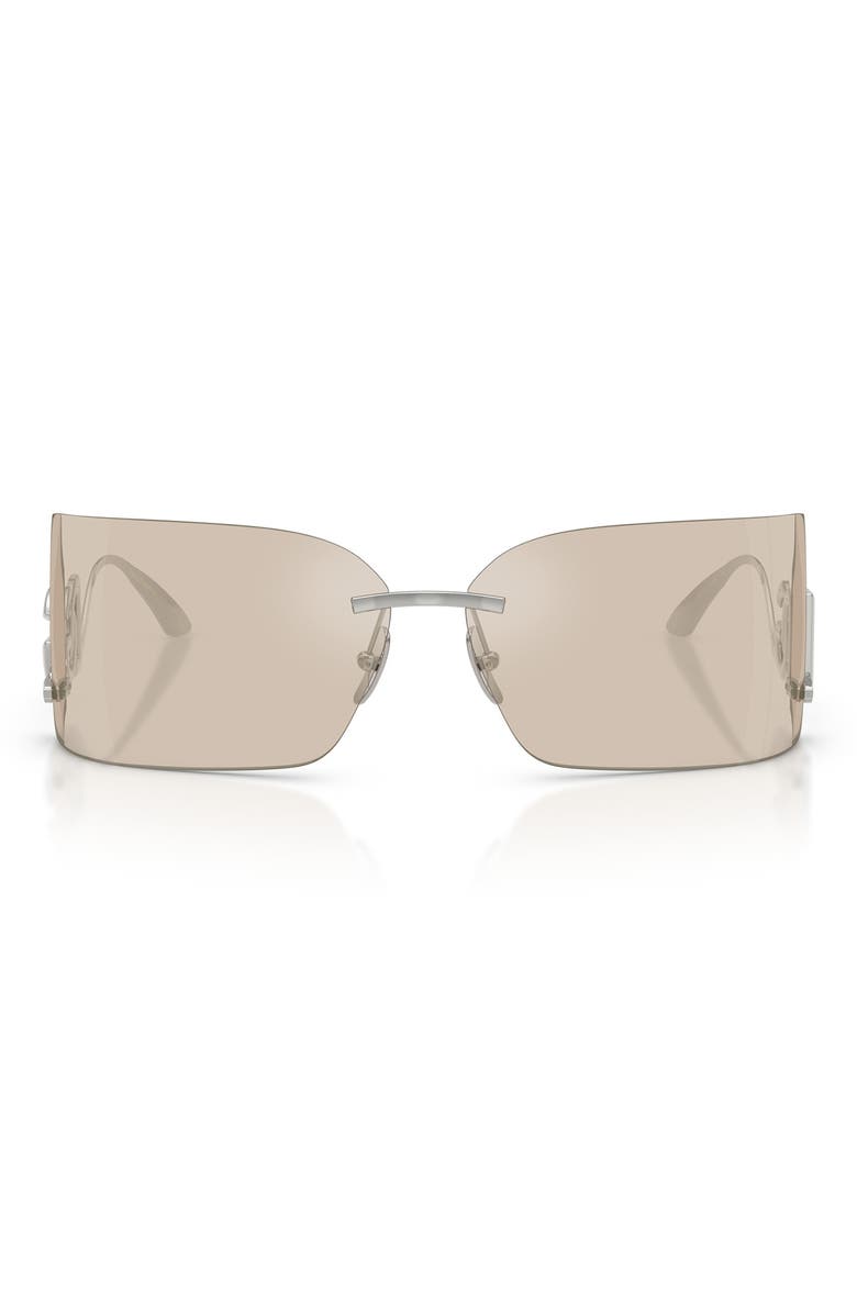 Dolce&Gabbana 79mm Oversize Rectangular Sunglasses, Main, color, Silver