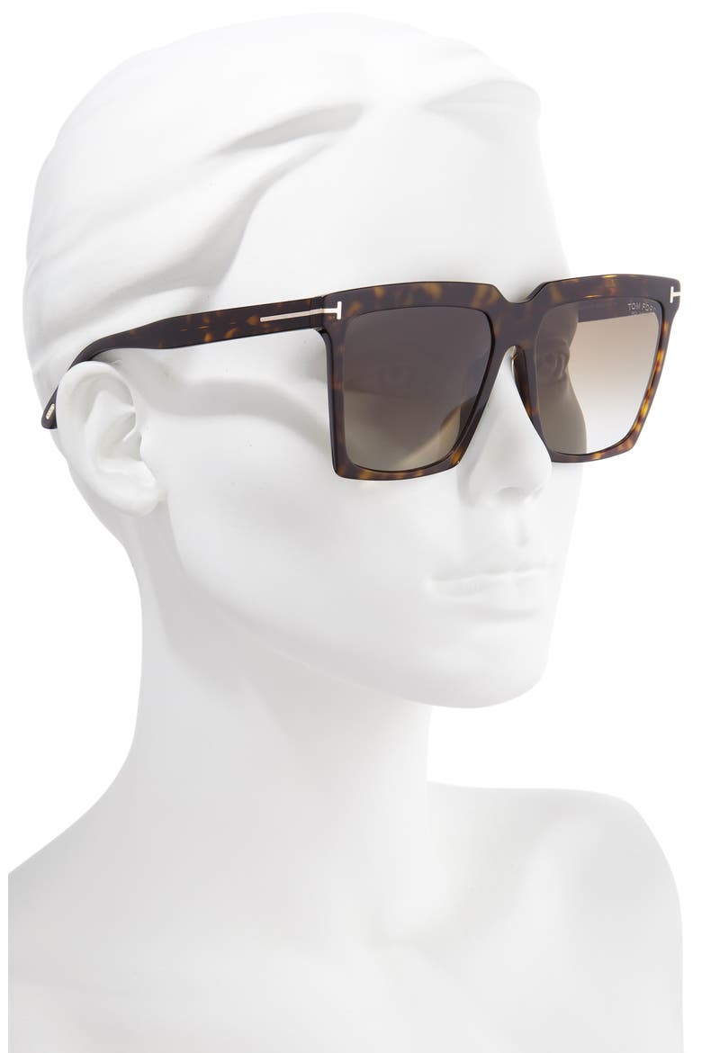 Sabrina 58mm Polarized Gradient Square Sunglasses, Alternate, color, DARK HAVANA/ ROVIEX