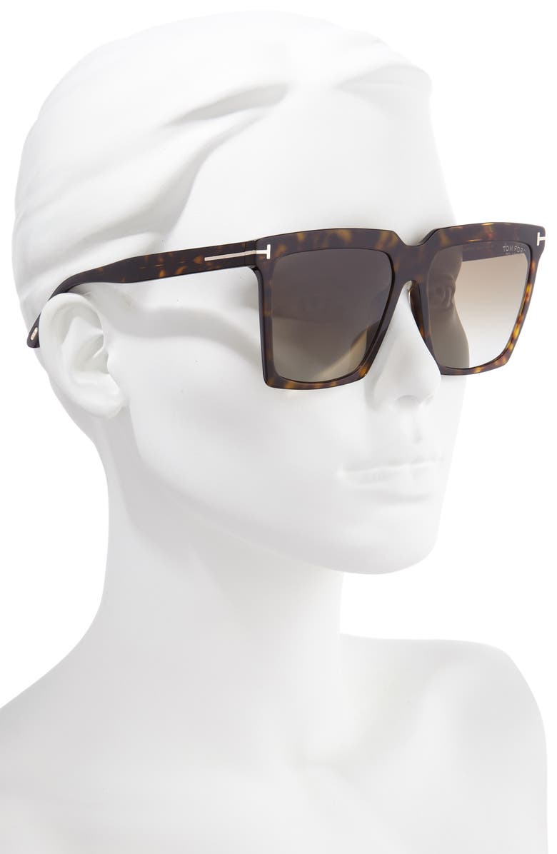 TOM FORD Sabrina 58mm Polarized Gradient Square Sunglasses, Alternate, color,
