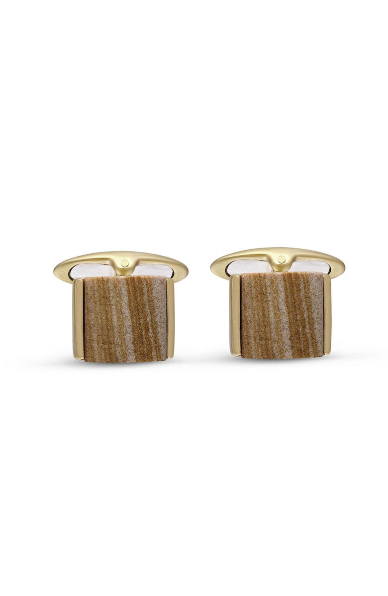 LuvMyJewelry Wood Jasper Sterling Silver Men Cufflinks, Main, color, 14Kt Gold Vermeil On Sterling