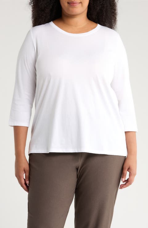 Easy Three-Quarter Sleeve Organic Cotton Jersey Top (Plus)