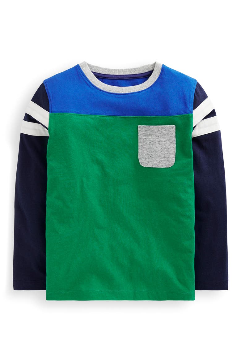 Kids' Colorblock Long Sleeve Pocket T-Shirt, Main, color, SAPLING GREEN COLOURBLOCK