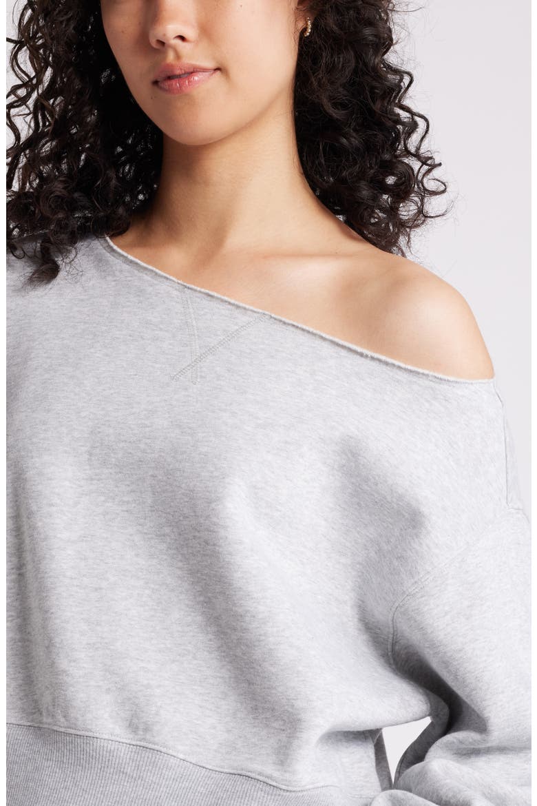 Fleece Off the Shoulder Sweatshirt, Alternate, color, GREY SOFT HEATHER