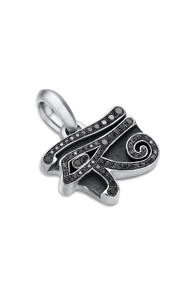 Cairo Eye of Horus Amulet with Pavé Black Diamonds, Alternate, color, STERLING SILVER