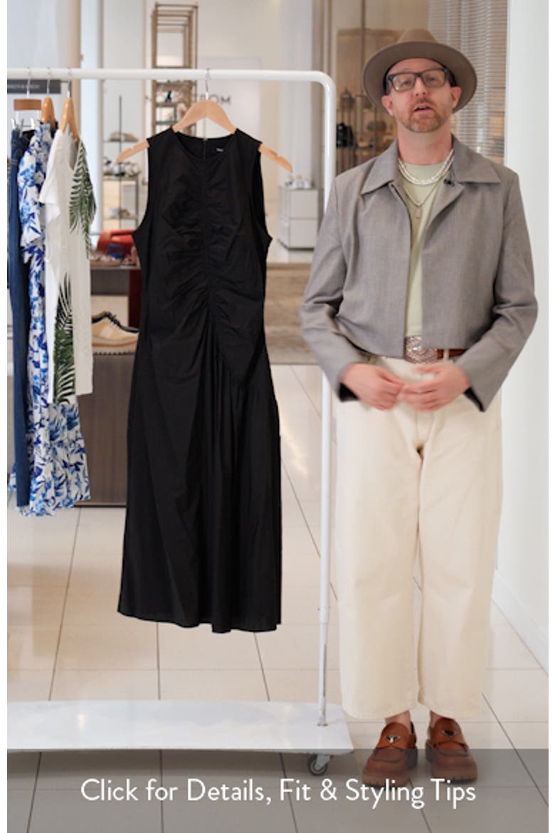 Asymmetric Ruched Sleeveless Midi Dress video