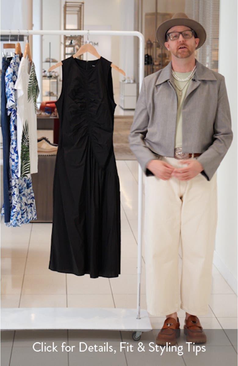 Asymmetric Ruched Sleeveless Midi Dress, sales video thumbnail