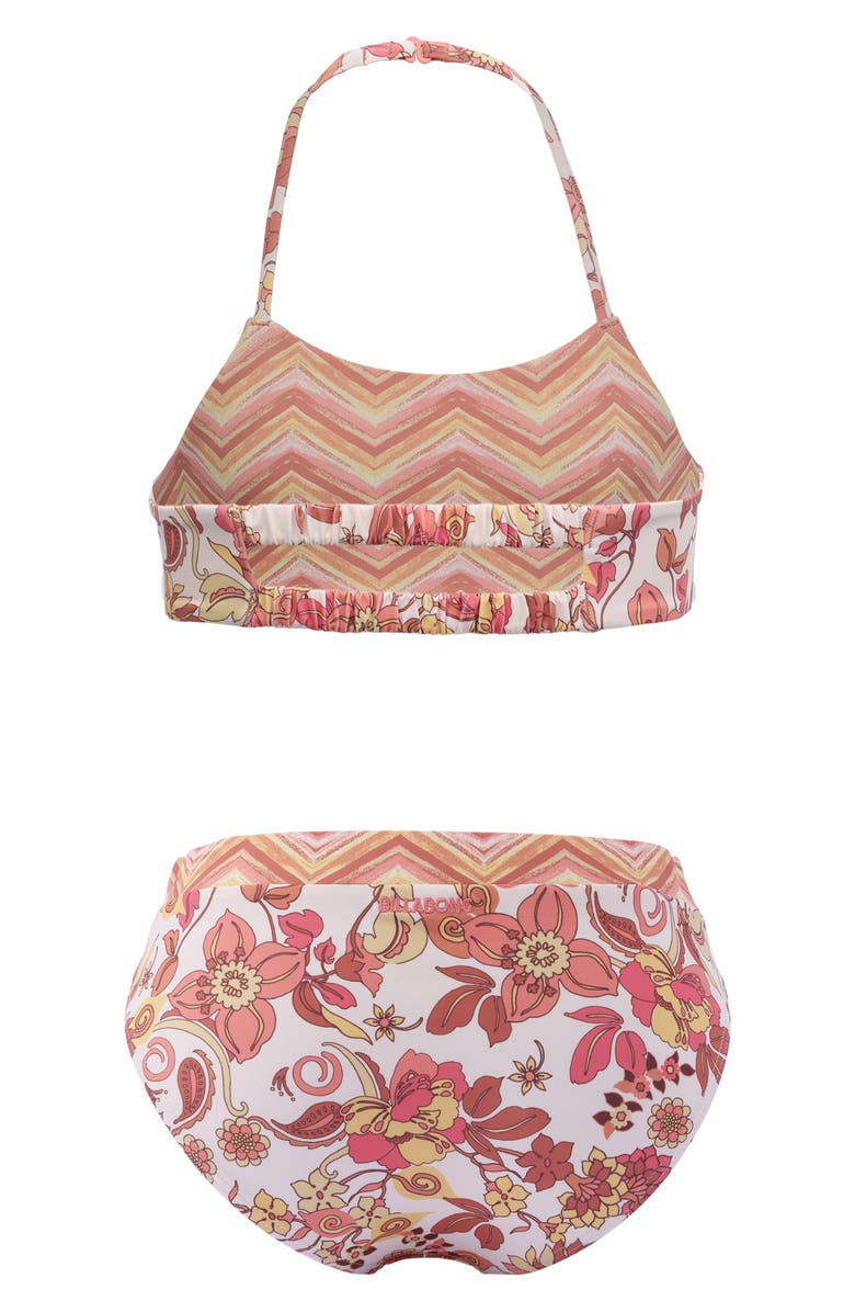Billabong Kids' Wildflower Whirl Reversible Two-Piece Swimsuit, Alternate, color, Whitecap/ Pink