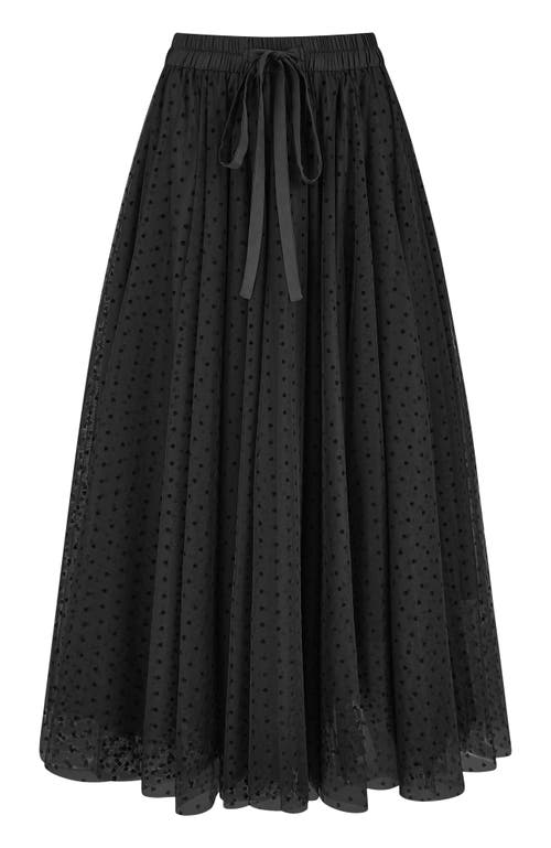 Yumi Mesh Heart Print Tulle Skirt In Black
