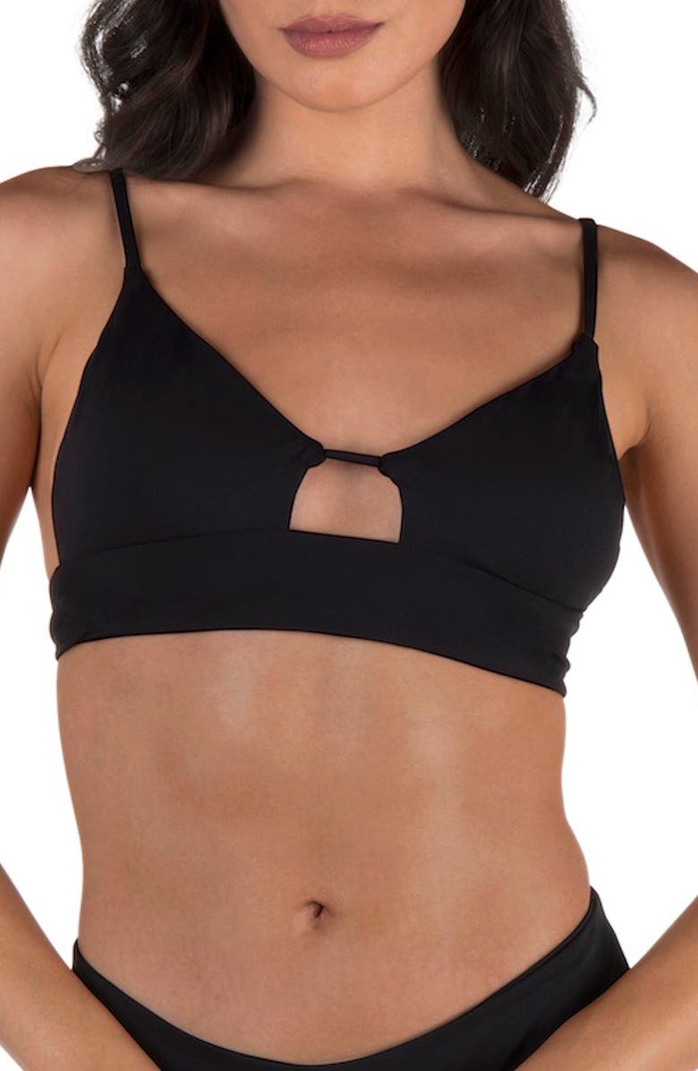 Hurley Cutout Bralette Bikini Top, Main, color, Black
