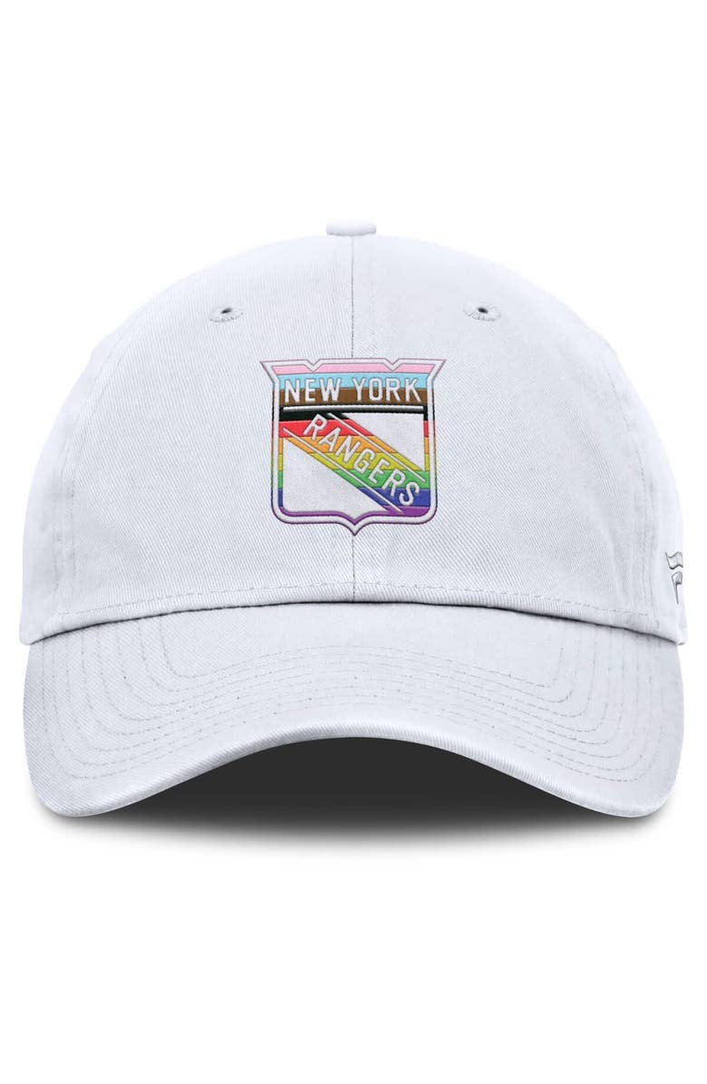 FANATICS Men's Fanatics White New York Rangers PRIDE Adjustable Hat, Alternate, color, White