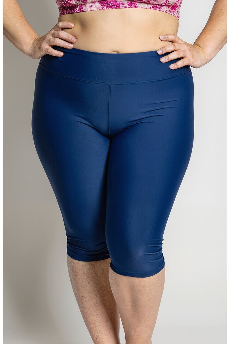 Plus Size Capri Swim Leggings, Main, color, Navy