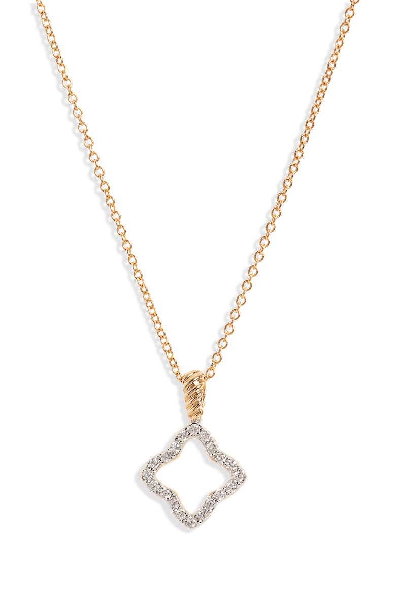 Cable Collectibles Quatrefoil Pendant with Diamonds in Gold on Chain, Alternate, color, DIAMOND