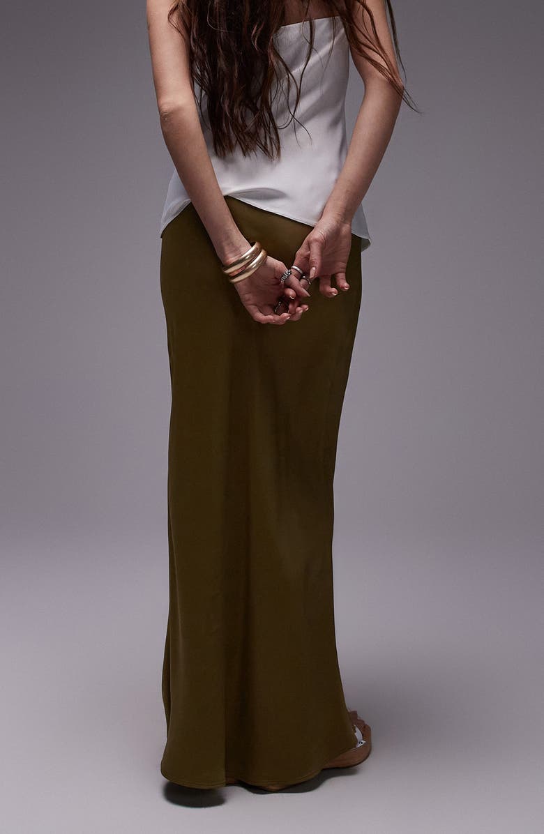 Topshop Bias Cut Satin Maxi Skirt, Alternate, color,