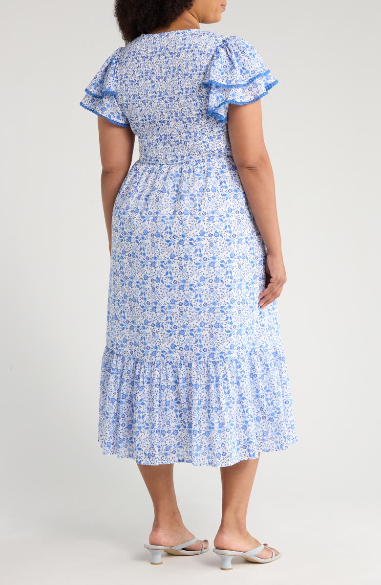 SUGARLIPS Maisie Floral Midi Dress, Alternate, color, White/ Blue Combo