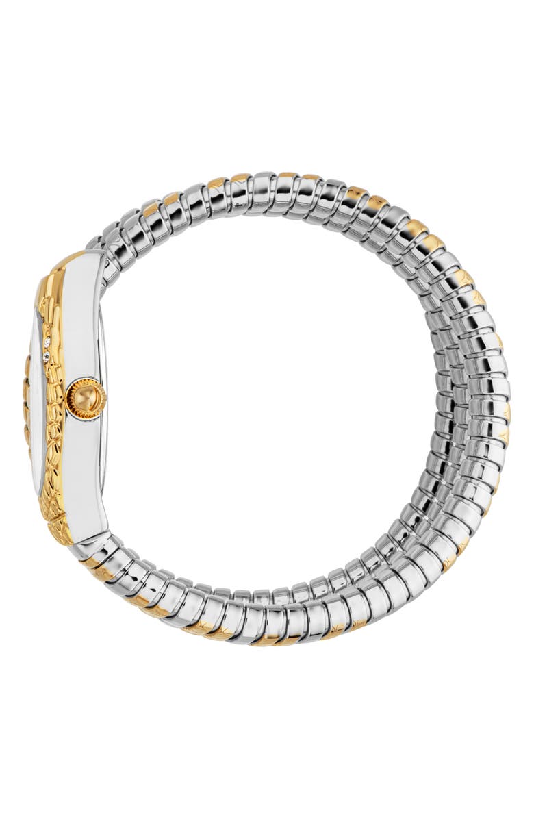 Just Cavalli Snake Vetra Wraparound Two-Tone Bracelet Watch, 20mm x 34.5mm, Alternate, color, Two Tone Silver / Gold