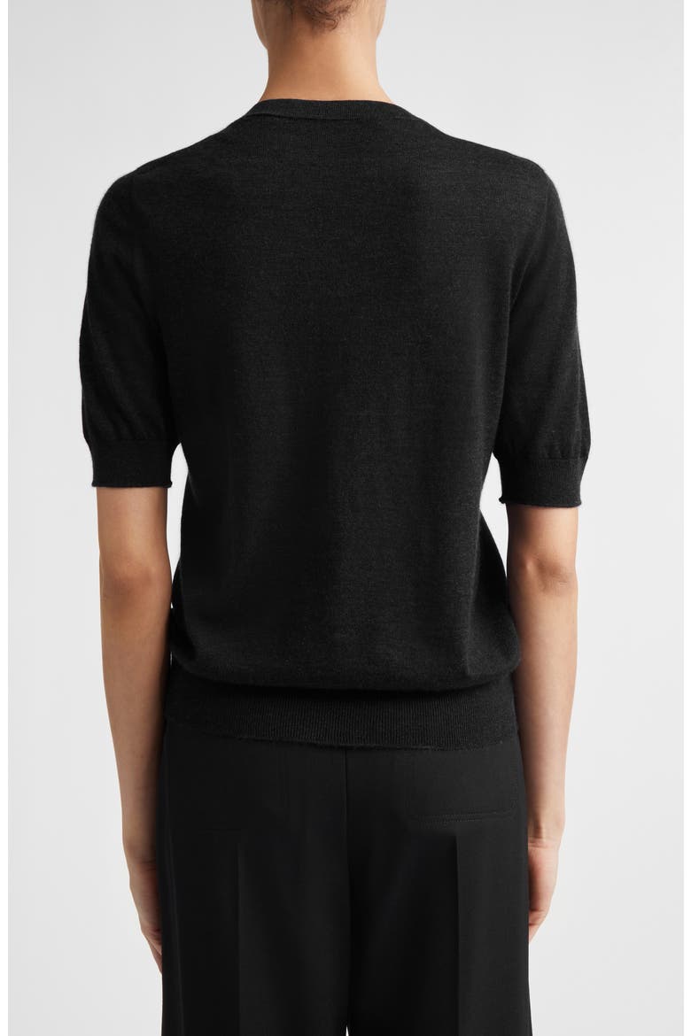 Honor Short Sleeve Cashmere Crewneck Sweater, Alternate, color, BLACK