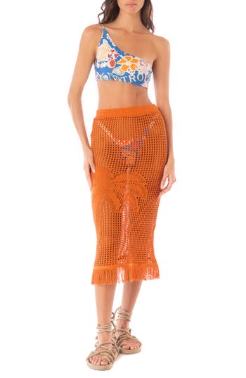 Maaji Ginger Garden Tano Sheer Cover-up Skirt In Orange