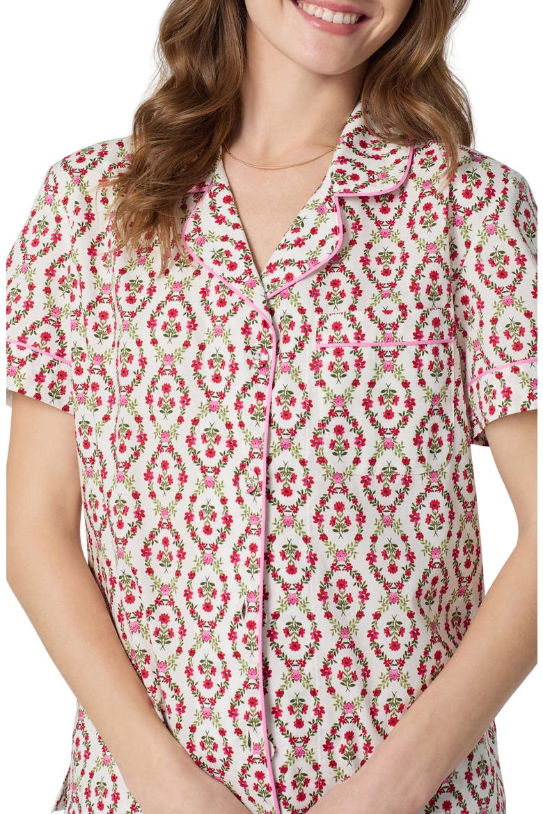 Print Organic Cotton Poplin Crop Pajamas, Alternate, color, OLIVIA