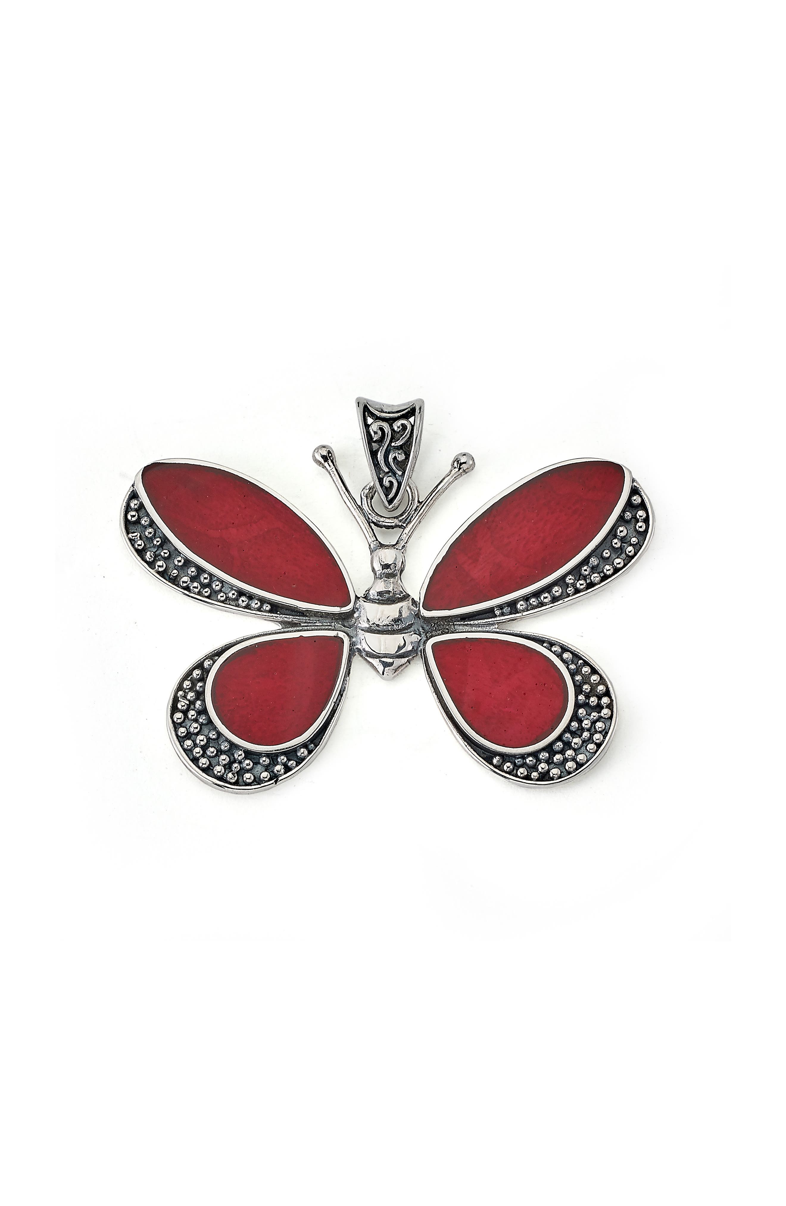 SAMUEL B. Sterling Silver Coral Butterfly Pendant