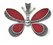 SAMUEL B. Sterling Silver Coral Butterfly Pendant