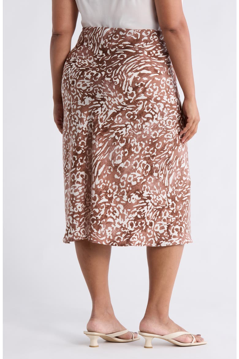 Animal Print Satin Midi Skirt, Alternate, color, CHOCOLATE