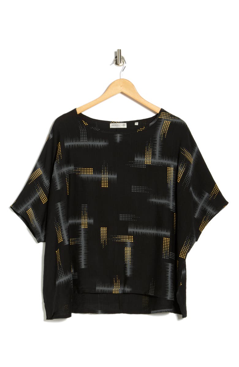 PATRIZIA LUCA Short Sleeve Boxy Top, Main, color, Black
