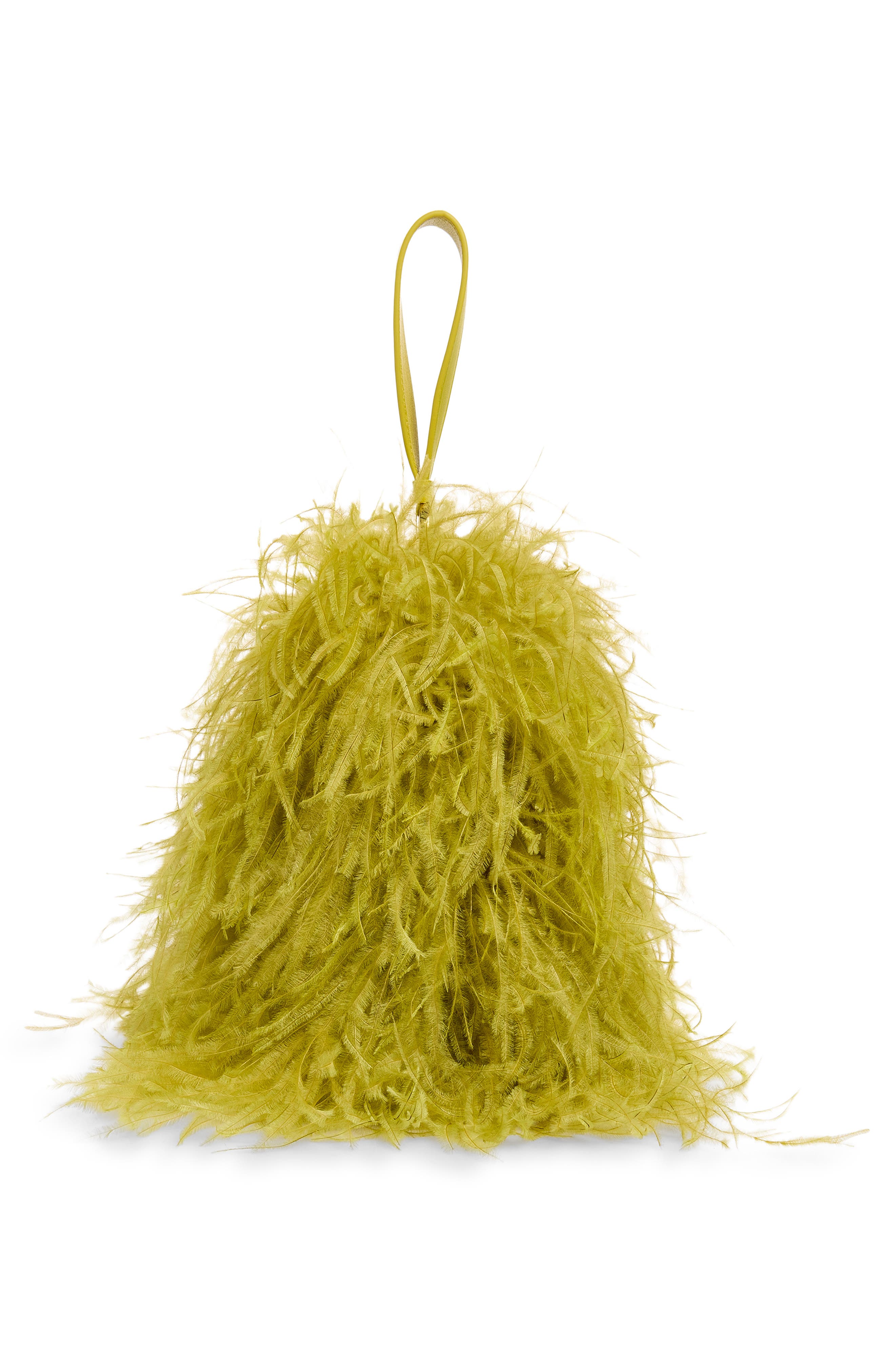 FERRAGAMO Mini Double Gancini Feather Clutch, Alternate, color, 001 Antique Yellow