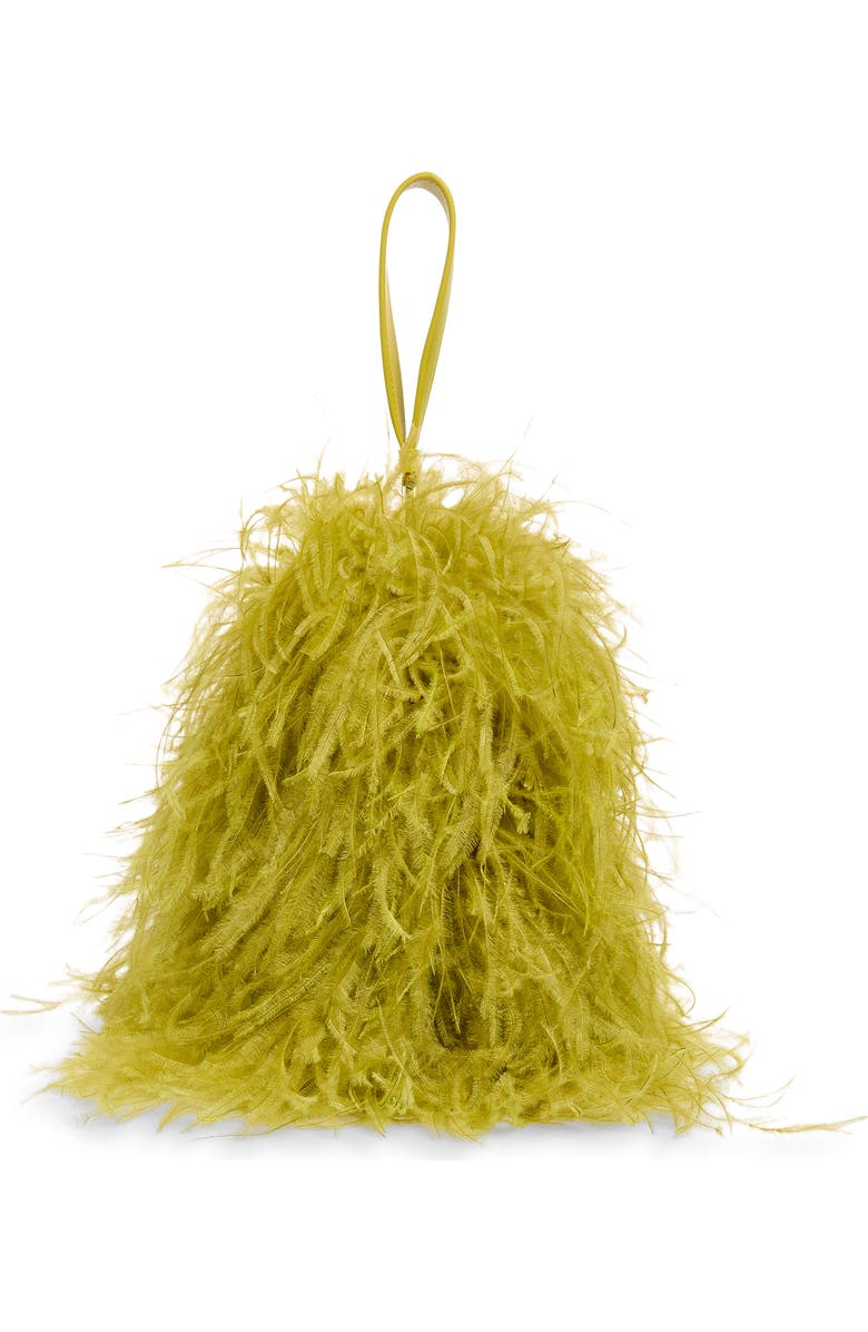 FERRAGAMO Mini Double Gancini Feather Clutch, Alternate, color, 001 Antique Yellow