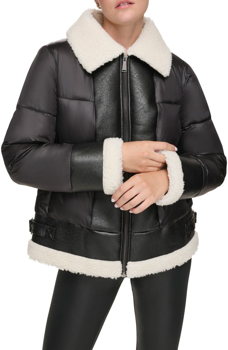 Andrew Marc Sport Ciré Faux Shearling Puffer Jacket, Alternate, color, 