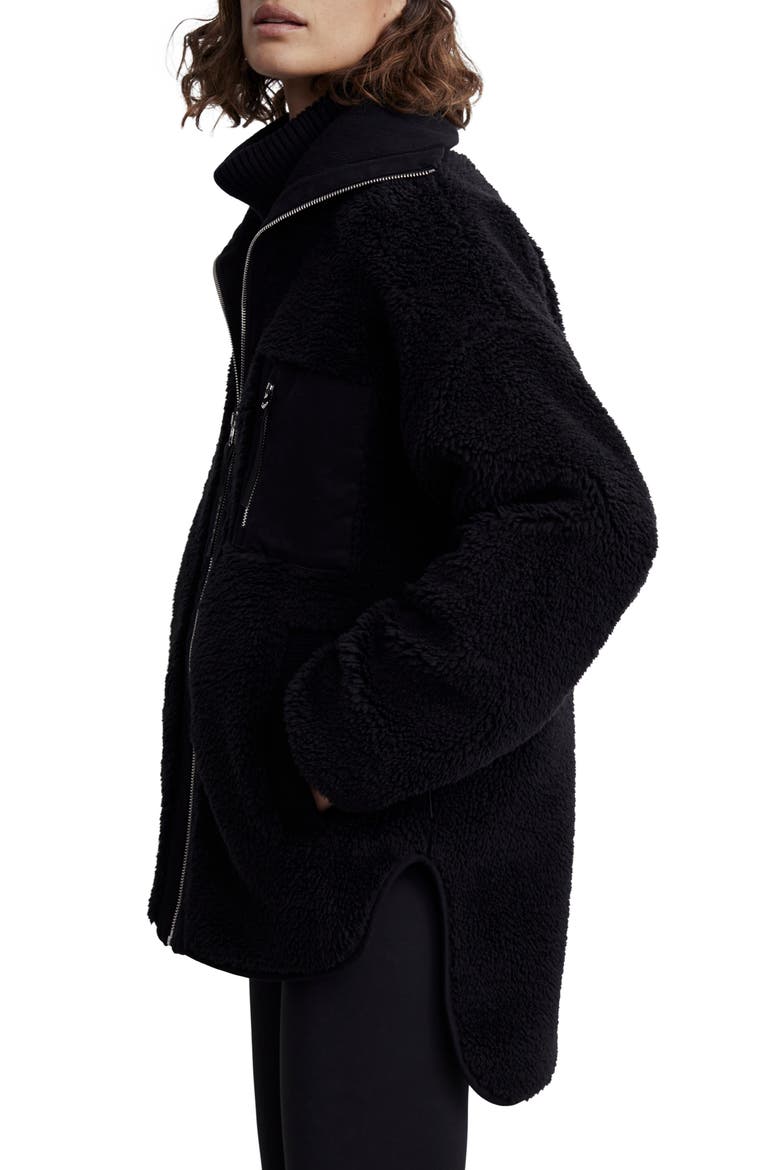 Myla High Pile Fleece Jacket, Alternate, color, BLACK