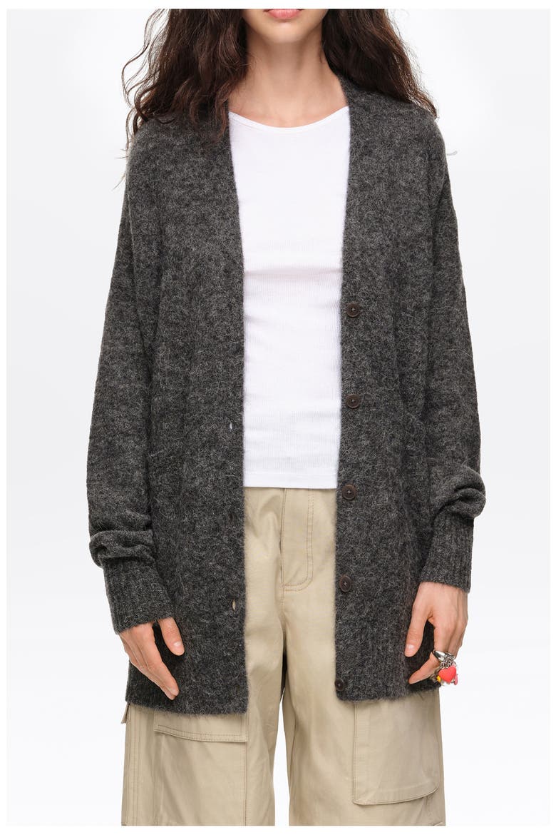 Long Alpaca Blend Cardigan, Main, color, DARK GREY MELANGE