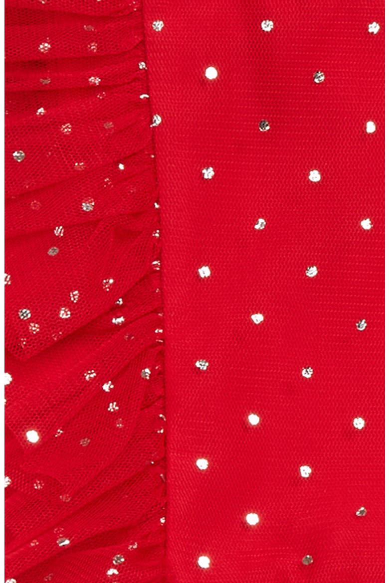 Foil Dot Mesh Party Dress & Bloomers Set, Alternate, color, RED