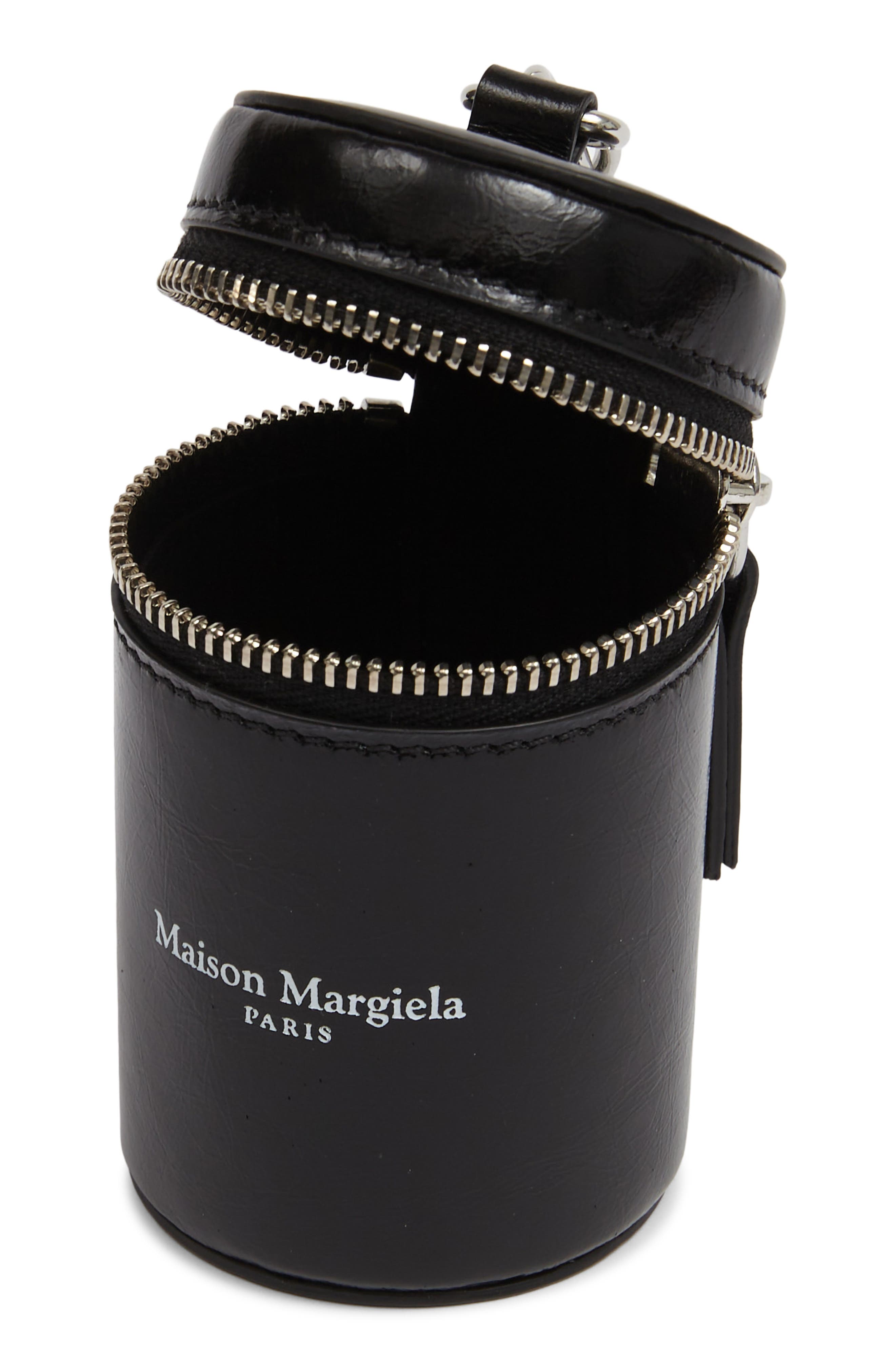 Leather Waste Bag, Main, color, BLACK