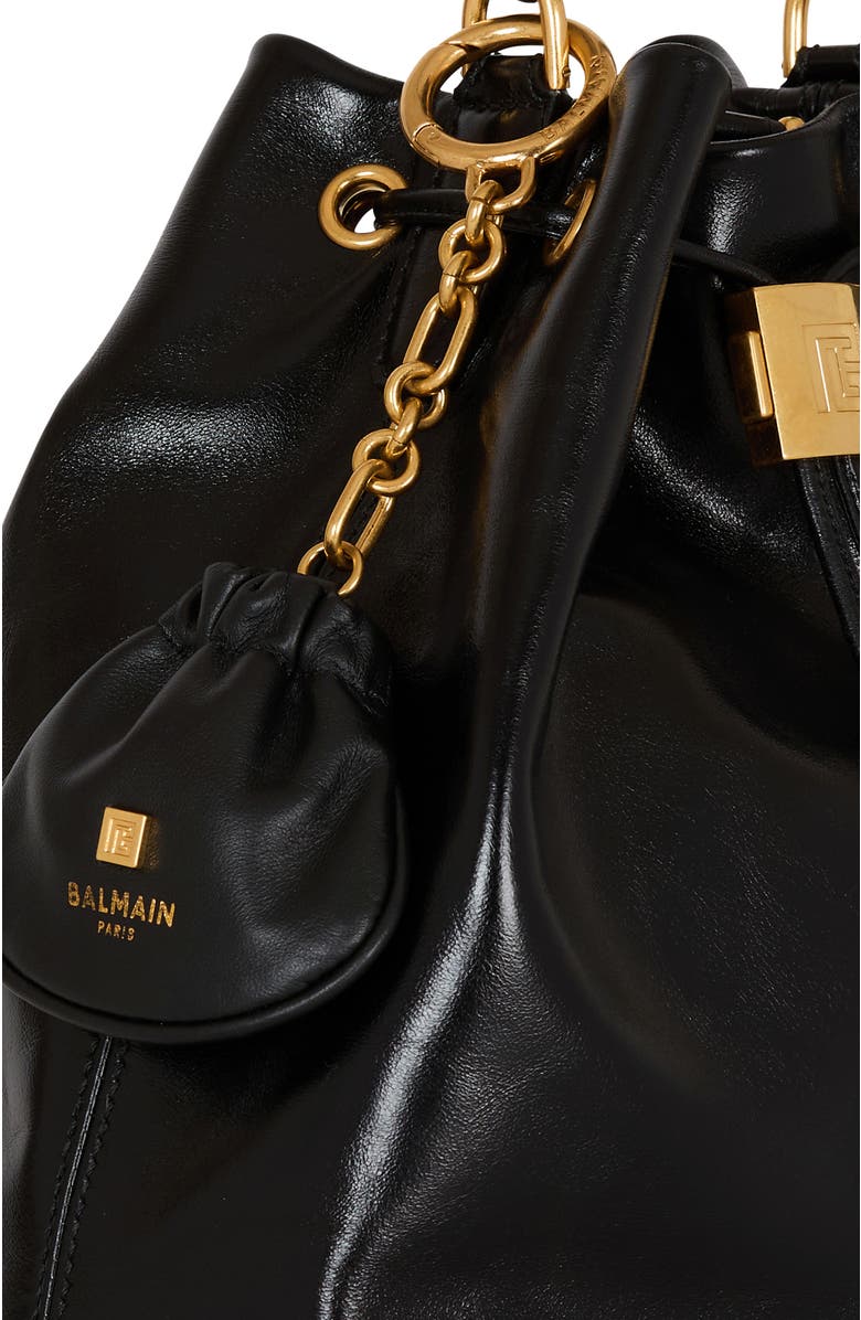 Balmain Pulse leather key ring, Alternate, color, Black