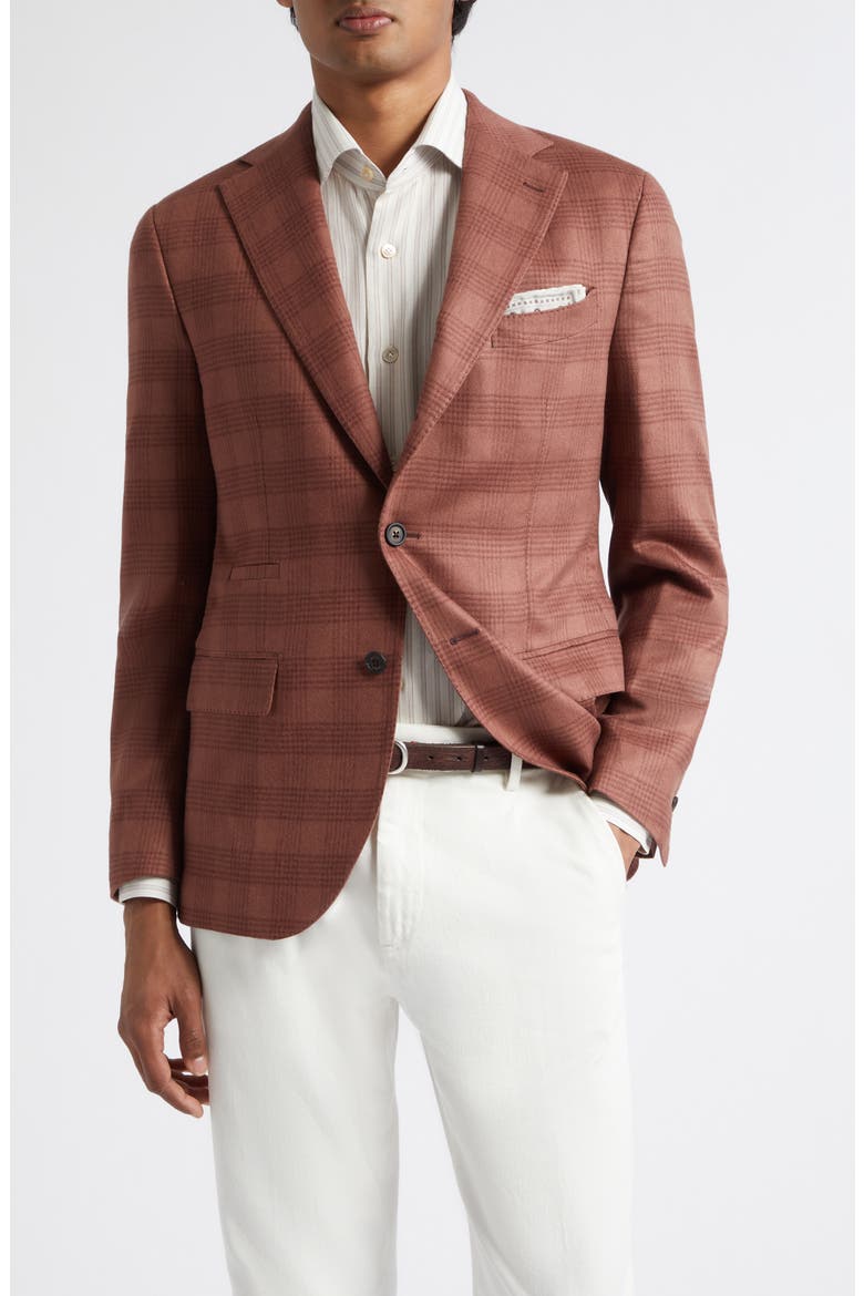 Plaid Cashmere & Silk Sport Coat, Main, color, 105 AMBER