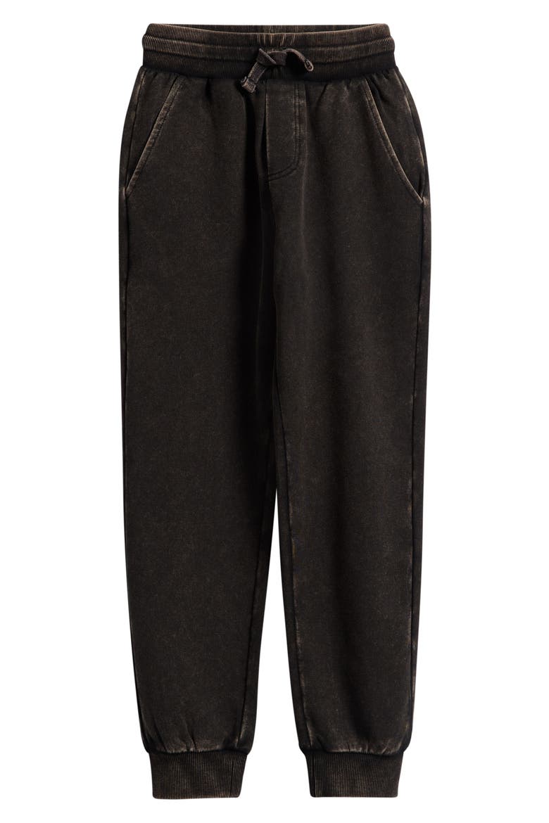 Kids' Faded Black Stretch Organic Cotton Fleece Joggers, Main, color, BLACK