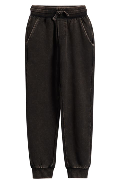 Kids' Faded Black Stretch Organic Cotton Fleece Joggers