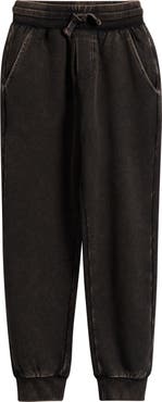 MILES THE LABEL Kids' Faded Black Stretch Organic Cotton Fleece Joggers