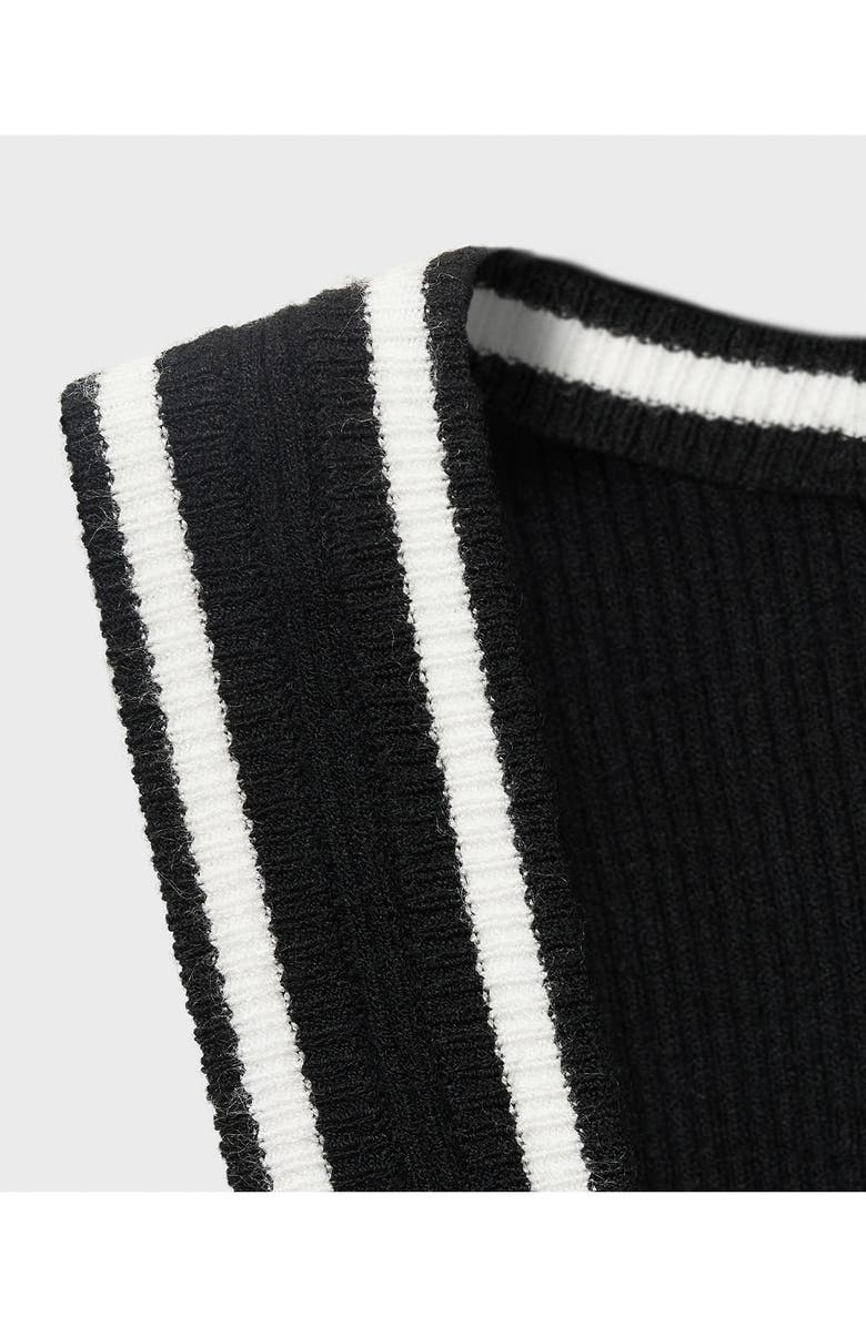 MANGO Tipped <br /><br />Tipped Knit Tank, Alternate, color, Black