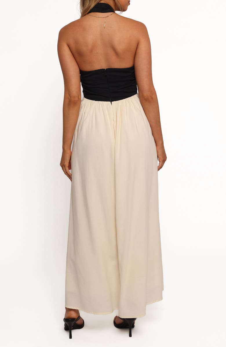 Petal & Pup Jayden Halter Neck Maxi Dress, Alternate, color, Black Cream