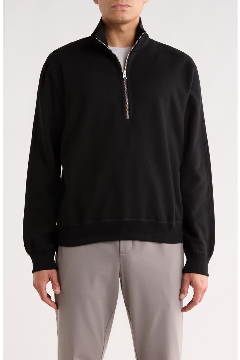 Standard Midweight Terry Half Zip Pullover, Main, color, BLACK