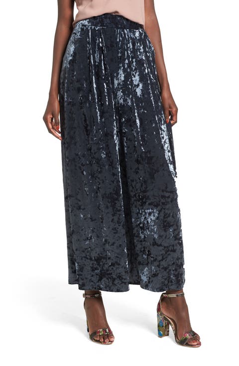 Crop Wide Leg Velour Pants