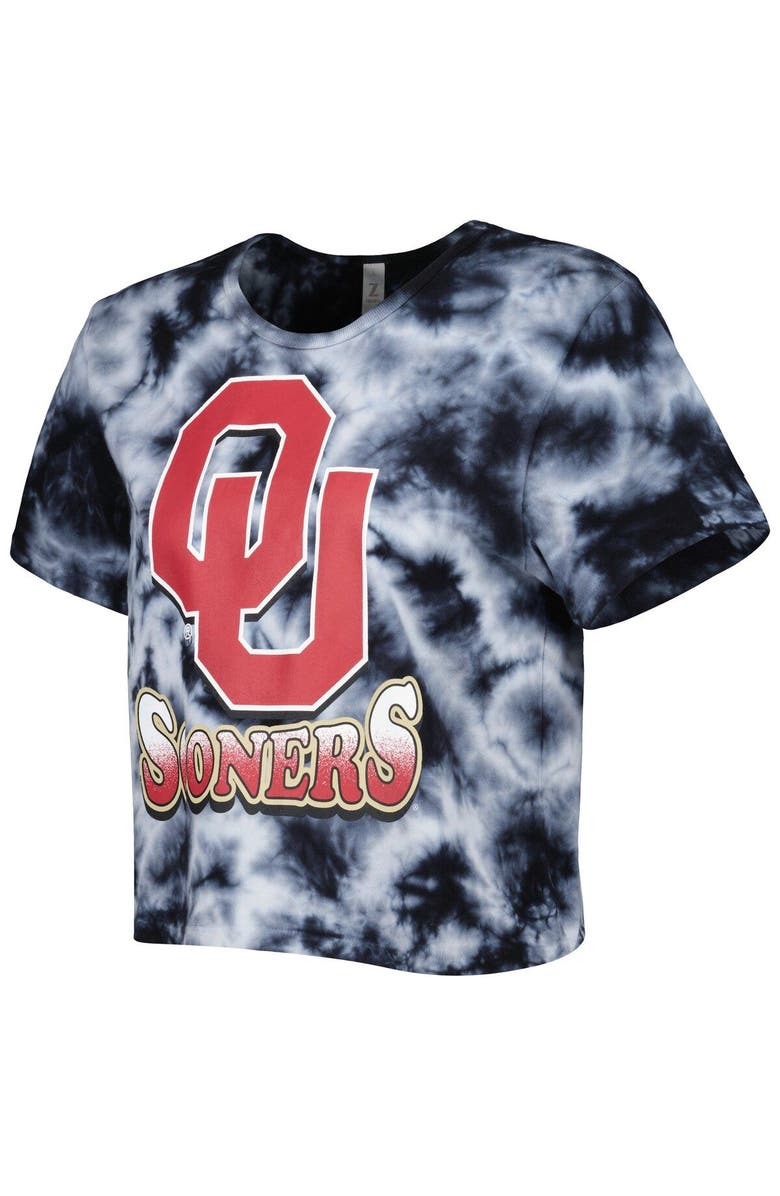 ZOOZATZ Women's ZooZatz Black Oklahoma Sooners Cloud-Dye Cropped T-Shirt, Alternate, color, 