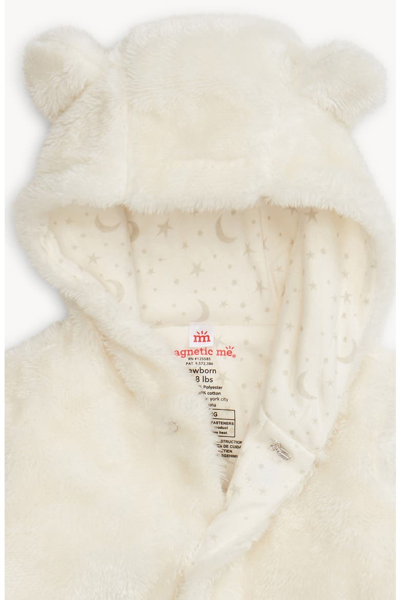 Minky Faux Fur Bear Hooded Footie Suit, Alternate, color, WHITE