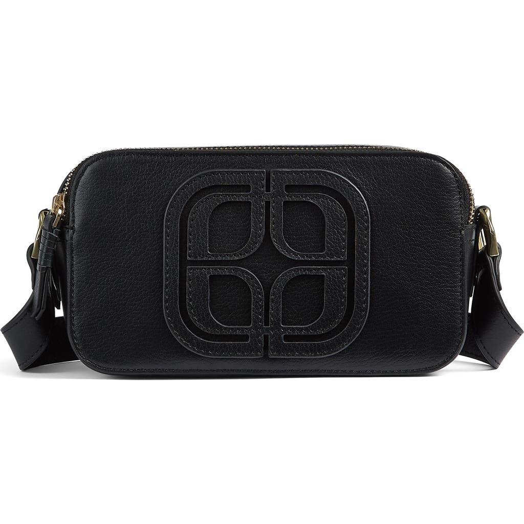 Lk Bennett Perry Logo Leather Camera Bag In Black
