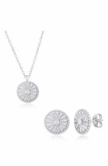 SIMONA Cubic Zirconia Pendant Necklace & Stud Earrings Set