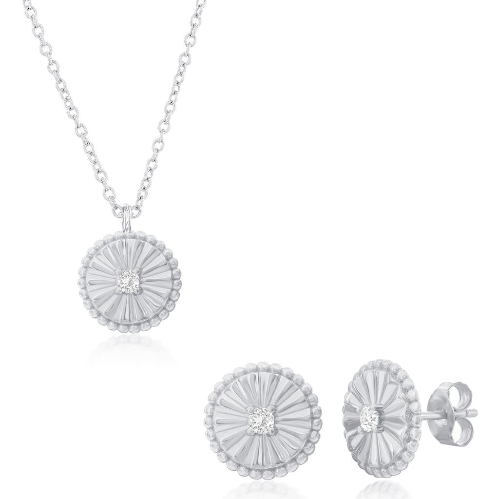 Simona Cubic Zirconia Pendant Necklace & Stud Earrings Set