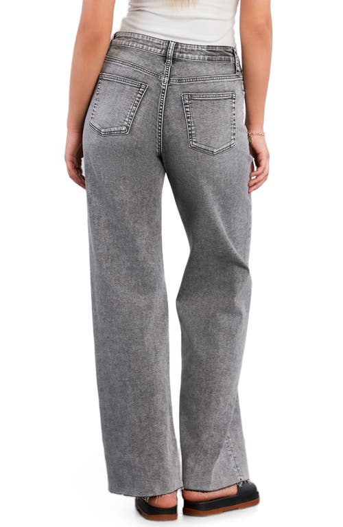 Hint Of Blu Raw Hem Wide Leg Jeans In Black